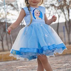 پیراهن پرنسسی  آنا السا  بسیار زیبا  مناسب 3 تا 7 سال