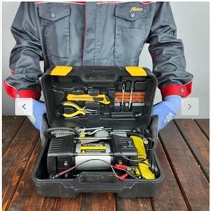 پمپ باد خودرویی فندکی و ست پنچرگیری وسایل