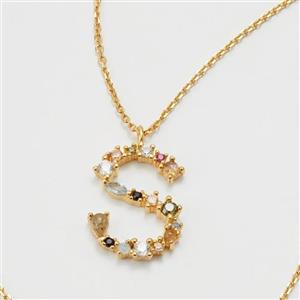 گردنبند  حرف نگین دار  روکش طلا