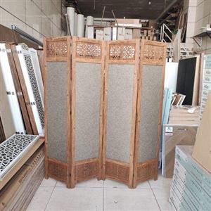 پاراوان پارتیشن چهارلنگه  تک رو قابل حمل و تاشو جنس MDF و کاغذدیواری