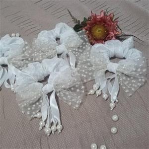 مینی اسکرانچی پاپیون با آویز مروارید