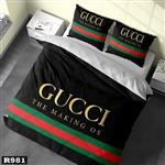 سرویس روتختی یک نفره سه بعدی میکرو تترون،طرح گوچی(GUCCI) با زمینه مشکی،مناسب نوجوان و جوان،برای تخت 90