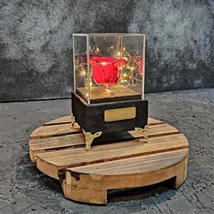 گل رز جاودان با باکس مخملی باتری خور کد 008