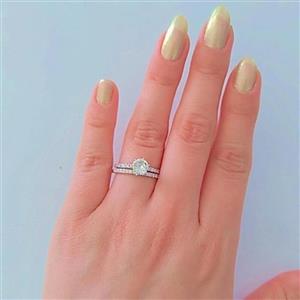 حلقه و پشت حلقه نقره زنانه عیار 925 با آبکاری طلا سفید ضد حساسیت