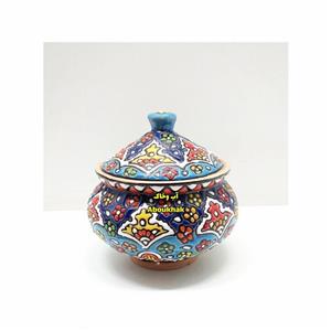 قندان سفالی گرد میناکاری
