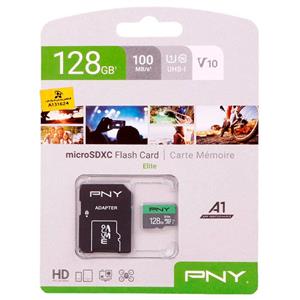 رم میکرو ۱۲۸ گیگ پی ان وای PNY Elite A1 V10 U1 C10 100MB/s + خشاب
