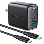 AF A13 PD65W(USB-C+USB-C+USB-A) 3- port charger set (EU) – black ACEFAST کابل مبدلی