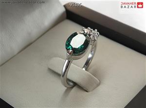 انگشتر نقره توپاز سبز جواهری زنانه 