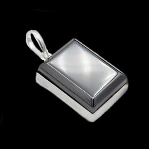 گردنبند حدید صینی زنانه و مردانه نقره طرح دورساده مستطیلی متوسط + حکاکی