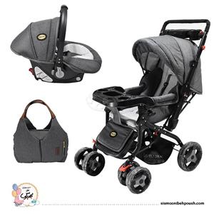 سرویس کالسکه ۴ تکه بی بی لایک دلیجان سیت در ۳ حالت روبه مادرجنس اسکلت سوپر