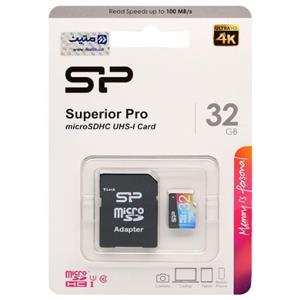 کارت حافظه microSDXC سیلیکون پاور مدل Superior Pro کلاس 10 استاندارد UHS-I U3 سرعت 100MBps ظرفیت32 گیگابایت به همراه آداپتور SD