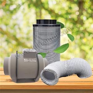 پکیج فیلتر کربن 60 سانتی دهانه 15 بلک اوپس به همراه فن بین کانالی دمنده VLN-15C2S-HP (پر قدرت)