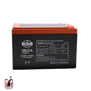 باتری 12 ولت 14 آمپر ساعت موتور سیکلتی ایبیزا ibiza مدل 12V14AH ساخت تایلند