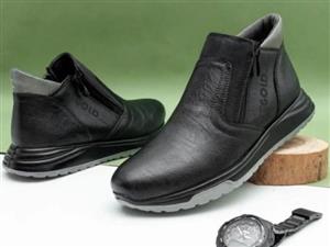کفش نیم بوت مردانه چرمی  طبی مدل گلد اصفهان  واکس خور شیک