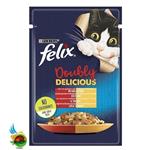 پوچ گربه فلیکس با طعم مرغ و گوشت در ژله Purina Felix with Chicken and Beef in Jelly وزن ۸۵ گرم