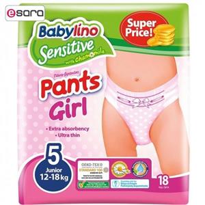 پوشک شورتی بیبی لینو مدل Pants Girl سایز 5 بسته 18 عددی Baby Lino Pants Girl Size 5 Diaper Shorts Pack of 18