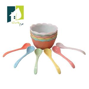 پیاله رنگارنگ بسته 6 عددی به همراه قاشق