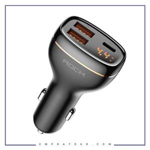 شارژر فندکی سریع راک ROCK C301 60W Smart Digital Display Car Charger RAU0678