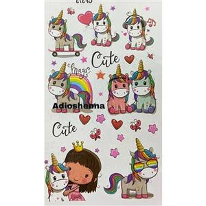 برچسب تتو موقت  یونیکورن تک شاخ کودکانه دخترانه  پسرانه با کیفیت 