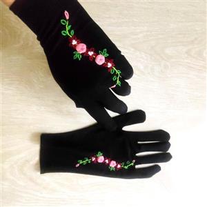 دستکش مشکی ریون گلدوزی شده