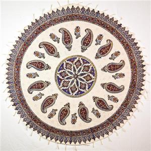 قلمکاری  رومیزی قلمکار صدر مدل گرد طرح بته جقه کد 03\n 