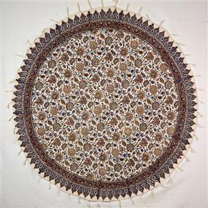 قلمکاری  رومیزی قلمکار صدر مدل گرد طرح گلدانی کد 120\n 