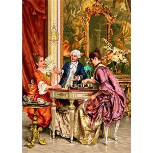 نخ و نقشه تابلو فرش طرح شطرنج باز کد NF2253