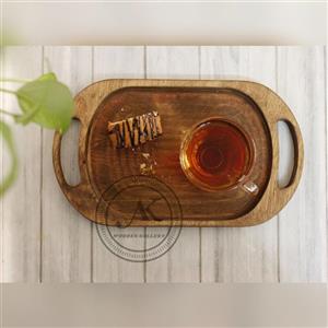 سینی چوبی  دسته دار بیضی سایز23×39