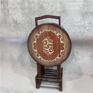 میز عسلی تاشو معرقی گرد