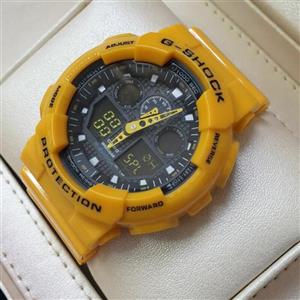 ساعت مچی مردانه و پسرانه کاسیو جی شاک رنگ زرد پررنگ Casio G-Shock 