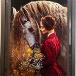 تابلو فرش دستبافت اسب و دختر چله و گل ابریشم ریزبافت با کارت رنگی دلنواز