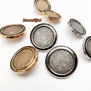 دکمه پایه دار  نقره ای فلزی سایز کوچک  15میلی متر کد 264