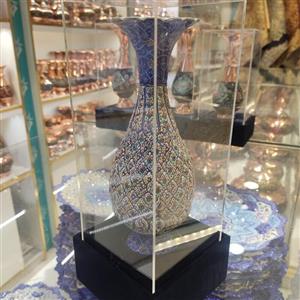 گلدان میناکاری ارتفاع 20 سانت با جعبه طلقی استاد شیرازی 