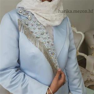 مانتو آبی مجلسی جواهردوزی
