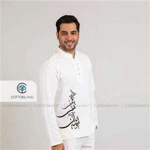 پیراهن چهار گره چاپی محصول پوشاک الیاف طبیعی سرزمین پنبه