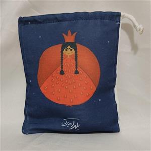 ساک دستی پارچه ای متقال طرح یلدا سایز 20-25 جمع شو