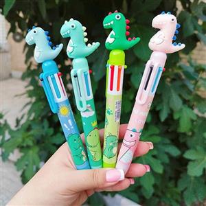 خودکار فانتزی شش رنگ دایناسور صورتی