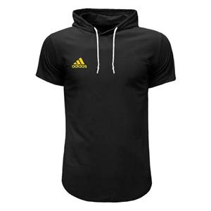 تیشرت کلاه دارمشکی طرح gold adidas مدل r8907