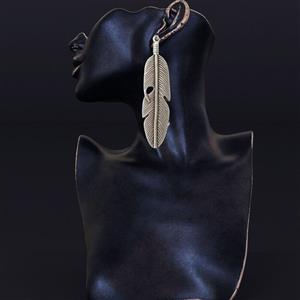 گوشواره ورشو نقره ای مدل پر