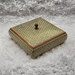 شکلات خوری چهار گوش تاج دار توراش خاتم کاری(طرح اعلا 2) 