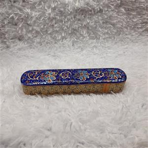 قلمدان کشویی دو گل بدون تاج کوچک خاتم کاری(طرح تذهیب) 