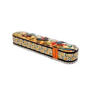 قلمدان کشویی دو گل بدون تاج کوچک خاتم کاری(طرح شکار) 
