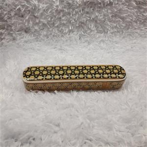 قلمدان کشویی دو گل کوچک خاتم کاری(طرح روشن و تیره) 