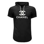 تیشرت کلاه دارمشکی طرح chanel مدل s 7989