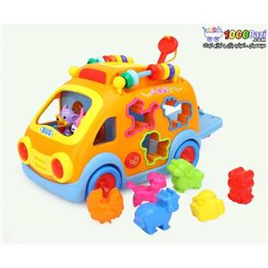 اتوبوس حیوانات موزیکال هولی تویز Huile Toys 