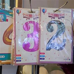 بادکنک فویلی اعداد سایز بزرگ در 4 رنگ مشکی و سرخ آبی و طلایی و نقره ای