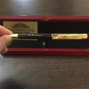 خودکار روکش طلا با جعبه چوبی و شناسنامه