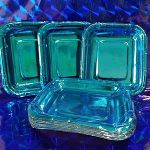 پیش دستی کاغذی متالایز  یکبارمصرف ابی رنگ بسته 20 عددی