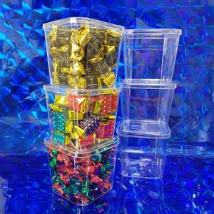 ظرف شیشه ای طلقی درب دار  سایز 400 سی سی