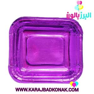 پیش دستی کاغذی متالایز  یکبارمصرف بنفش رنگ بسته 20 عددی